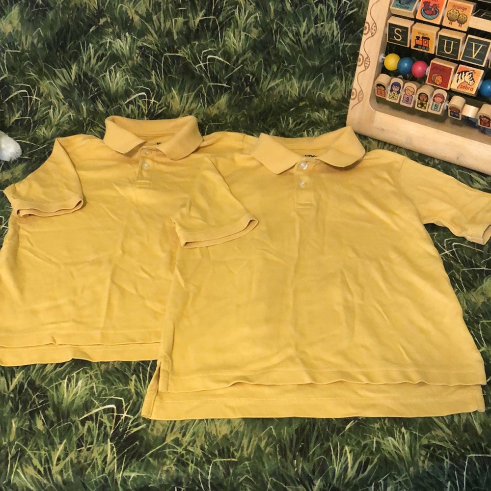 Bundle of kids yellow polo school shirts size 5-6